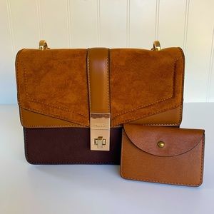 ALDO Brown/Camel Suede Gavinha Crossbody + Wallet